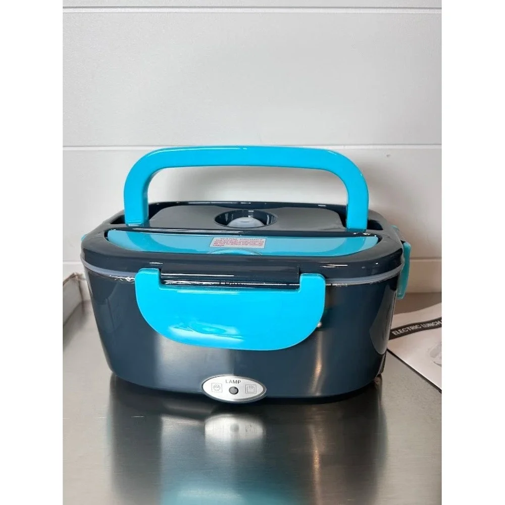 Charmdoo Electric Lunch Box Food Warmer Portable Heated Container‎ Gray Blue